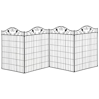 Garden Decorative Fence 4 Panels 44in x 12ft Steel Wire Border Edging for Landscaping