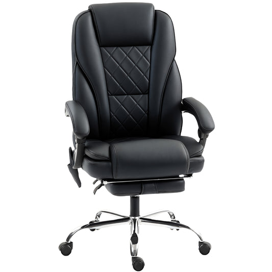 Massage Office Chair, Reclining Computer Chair with Adjustable Height and Footrest, Black
