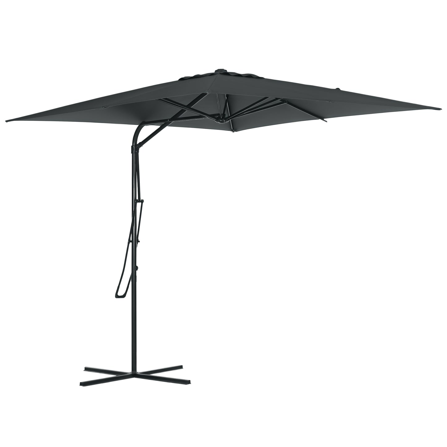 8FT Cantilever Patio Umbrella, Offset Patio Umbrella with Cross Base for Deck, Backyard, Pool and Garden, Hanging Umbrel