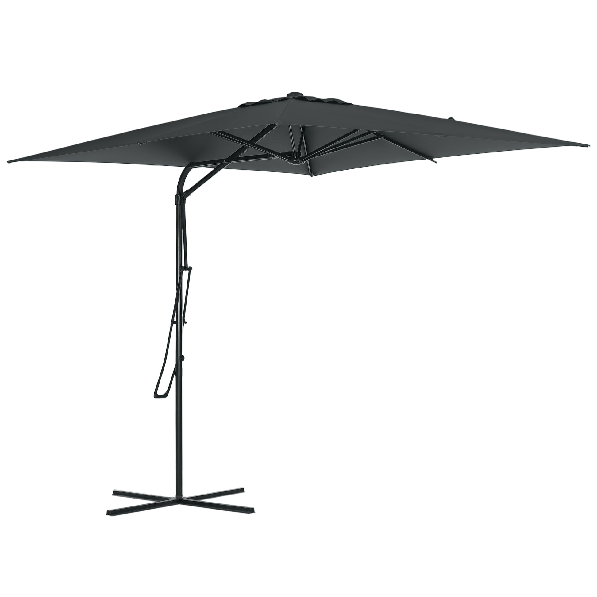 8FT Cantilever Patio Umbrella, Offset Patio Umbrella with Cross Base for Deck, Backyard, Pool and Garden, Hanging Umbrel