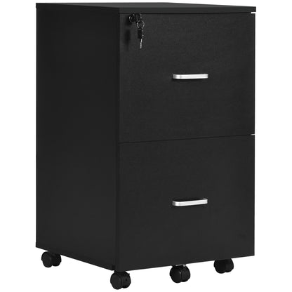 2 Drawer File Cabinet with Lock, Small Rolling Filing Cabinet for A4, Letter-Size Documents, Printer Stand for Home Offi