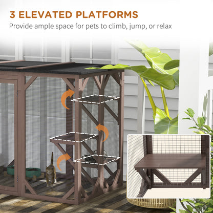 71"L Catio Outdoor Cat Enclosure, Indoor Cat Cage, Pet House, Small Animal Hutch for 1-2 Rabbit, Kitten, Kitty Crate Ken
