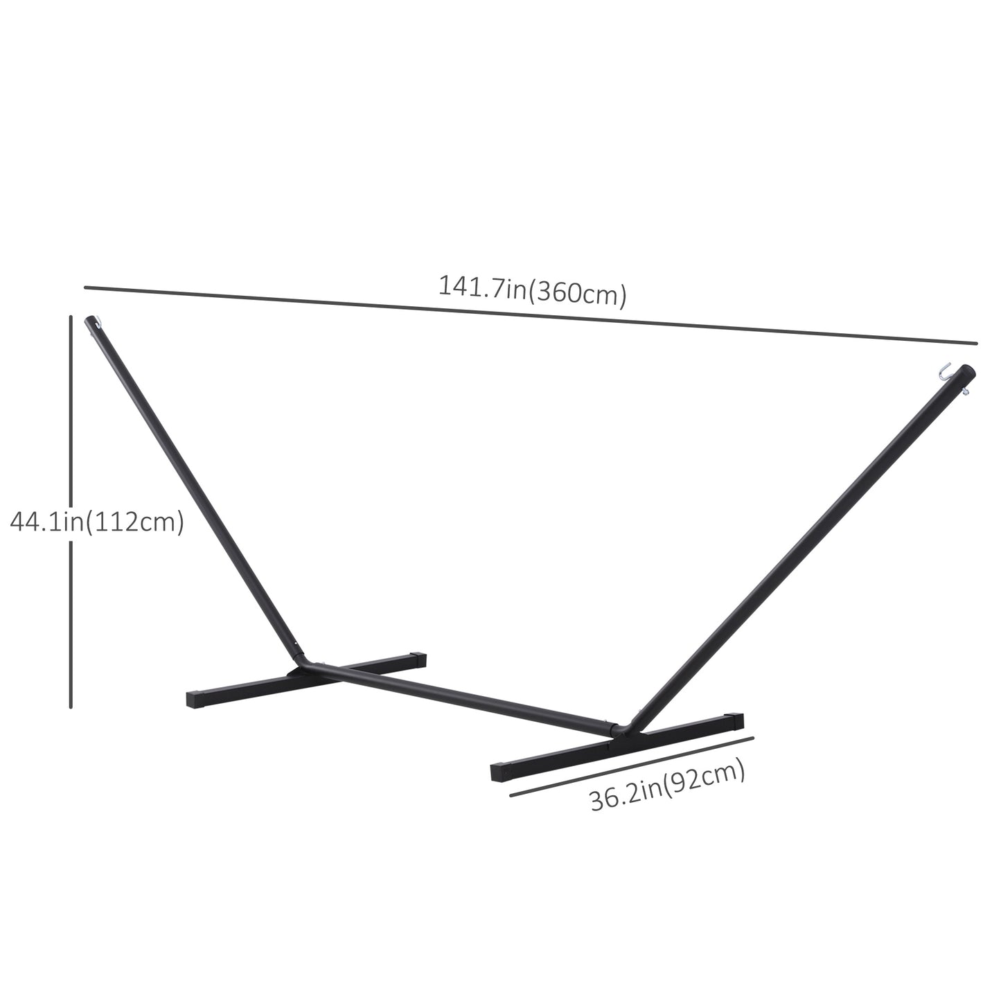 11.8'L Hammock Stand Extra Long Heavy Duty Straight Pole Day Bed Swing Metal Frame Simple Set Up Garden Outdoor Camping 