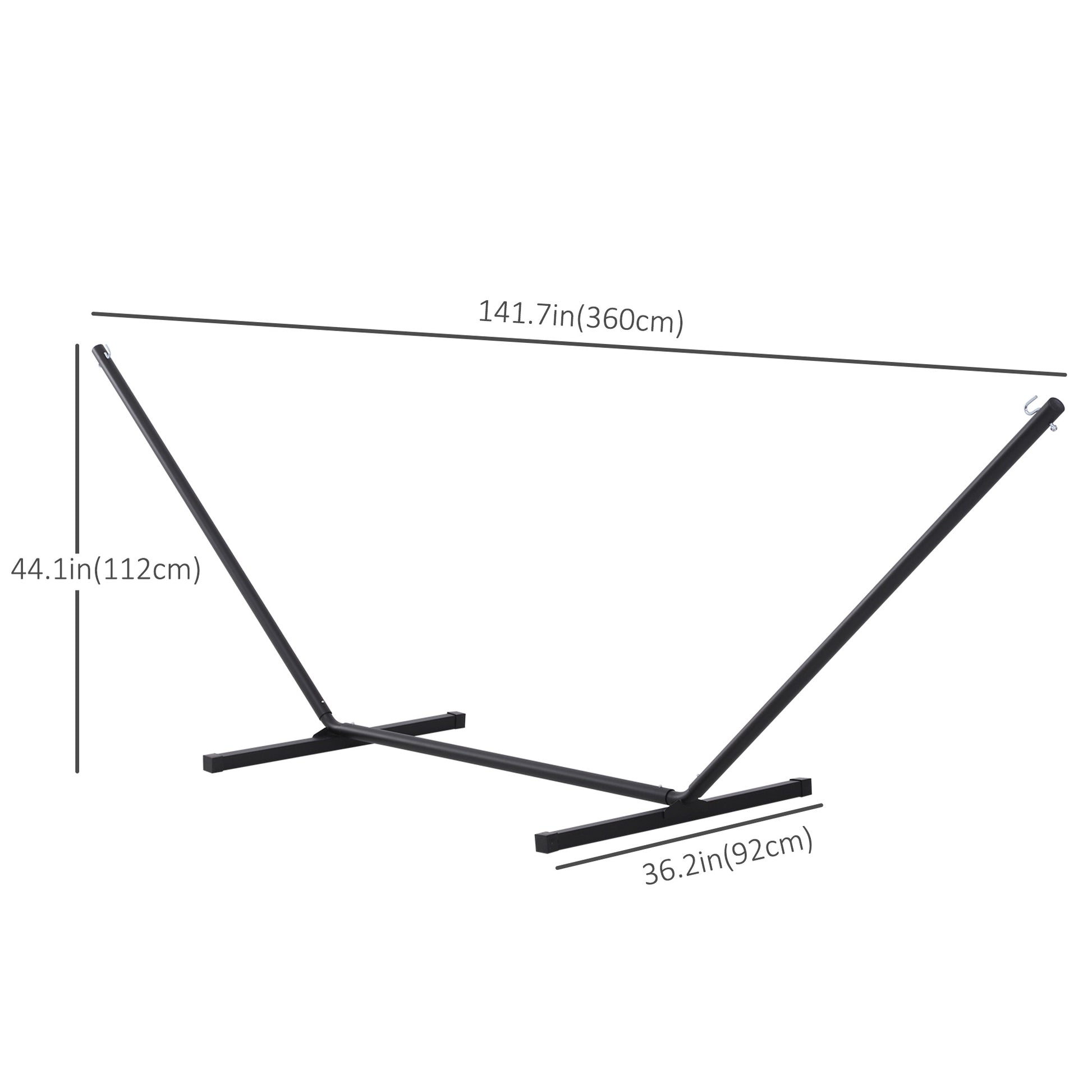 11.8'L Hammock Stand Extra Long Heavy Duty Straight Pole Day Bed Swing Metal Frame Simple Set Up Garden Outdoor Camping 