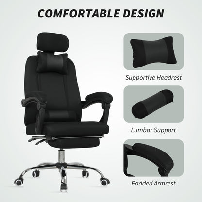 Ergonomic Executive High Back Office Chair with Footrest, Lumbar Support, Black