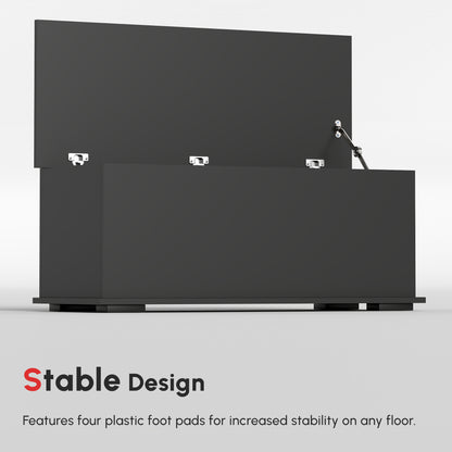 39.5" Storage Chest with 2 Safety Hinges, Storage Box Organizer with Flip-Top Lid, Entryway Storage Bench, Black