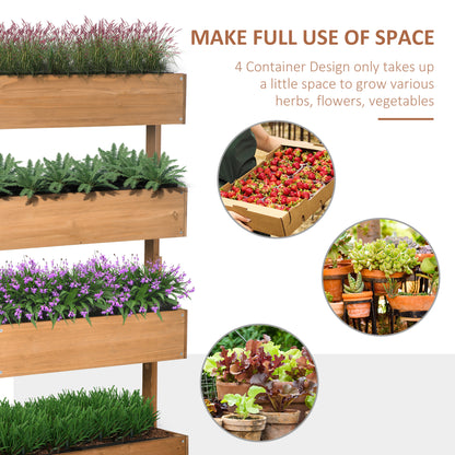 4-Tier Raised Garden Bed, 31.5" x 18" x 56" Vertical Elevated Planter Rack with Non-woven Fabric, Wooden Raised Planter 