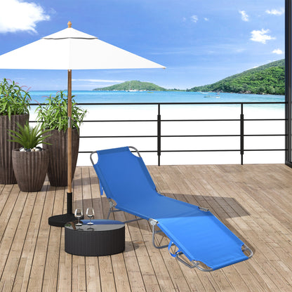 Folding Outdoor Lounge Chair, Portable Reclining Beach Lounger with Breathable Mesh Fabric, Sun Lounge Bed Camping Cot f