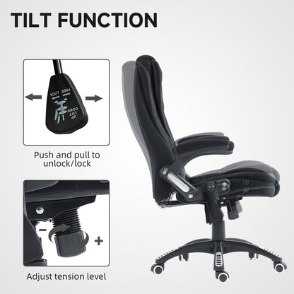 6 Point Vibrating Massage Office Chair High Back Executive Chair with Reclining Back, Swivel Wheels, Black