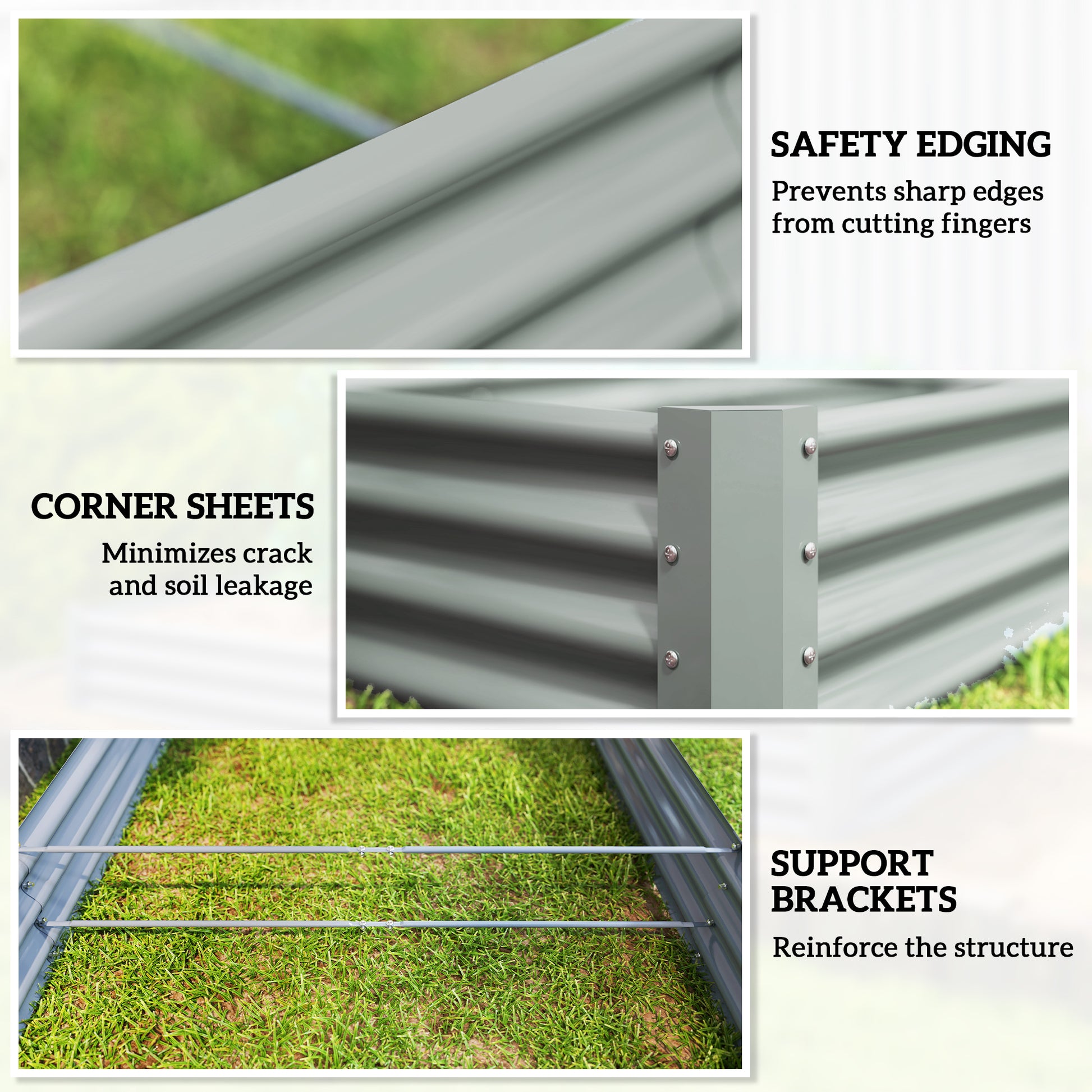 12 x 4 x 1ft Galvanized Raised Garden Bed, Reinforced Outdoor Planter Box with Open Bottom, Silver