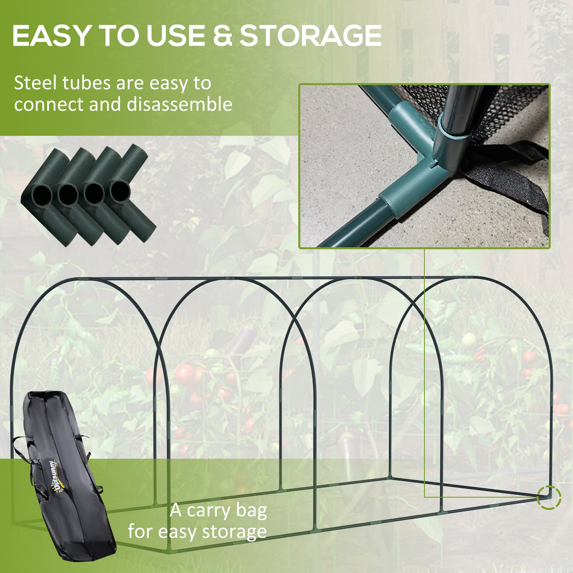 9' x 4' Crop Cage, Garden Plant Protector, with 3 Zippered Doors and 4 Ground Stakes, for Garden, Yard, Lawn, Black