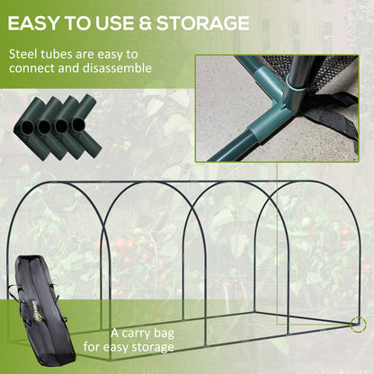 9' x 4' Crop Cage, Garden Plant Protector, with 3 Zippered Doors and 4 Ground Stakes, for Garden, Yard, Lawn, Black