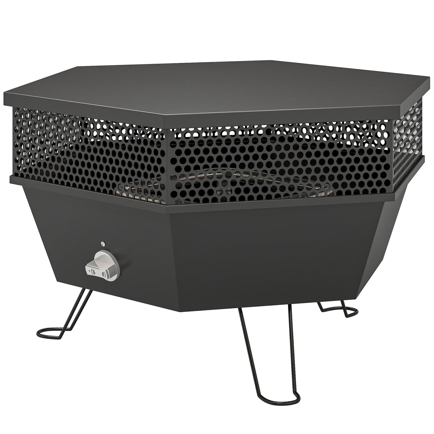 20" Outdoor Fire Pit, Foldable Propane Firepits with Lid, Portable Firepit for Patio Backyard Camping, Black