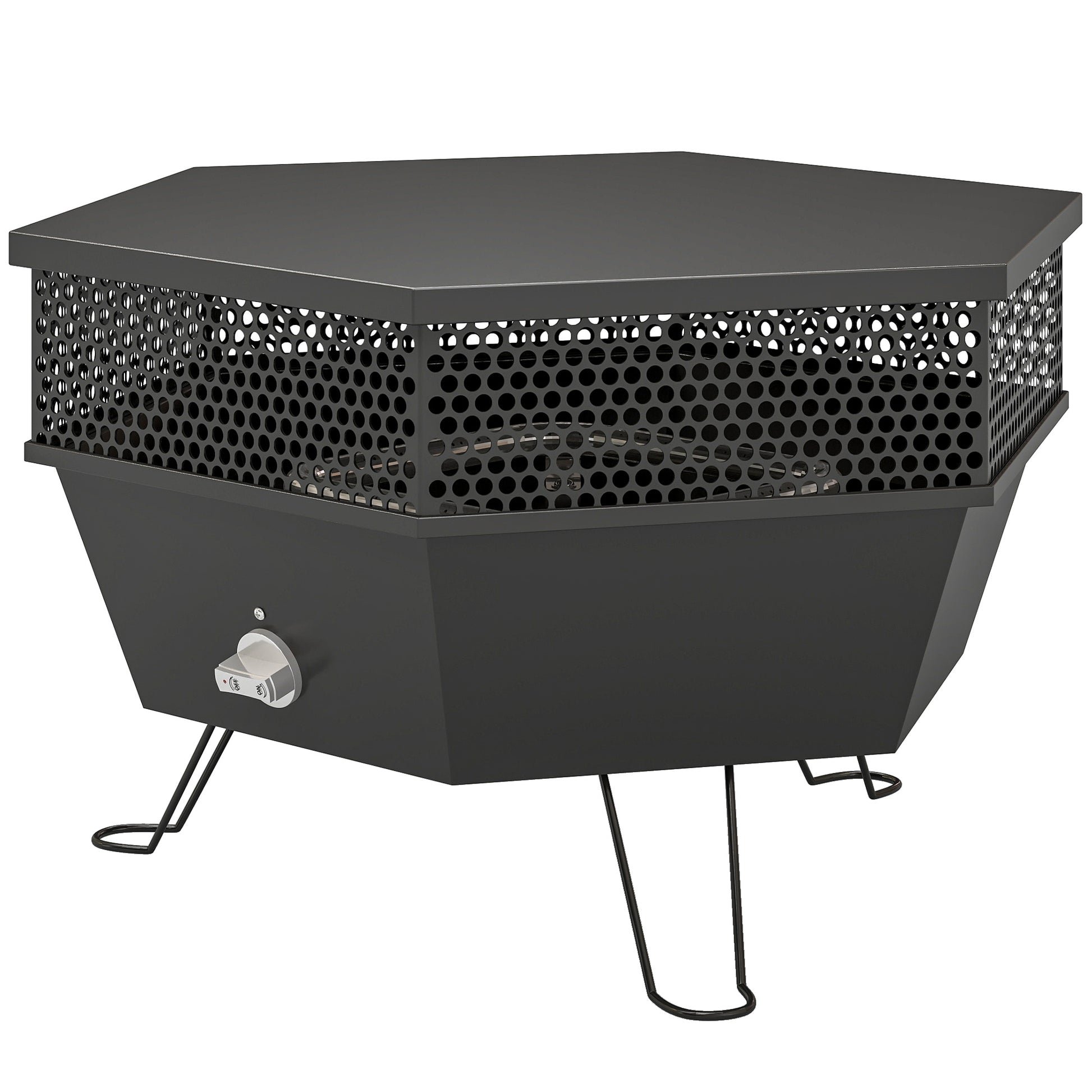 20" Outdoor Fire Pit, Foldable Propane Firepits with Lid, Portable Firepit for Patio Backyard Camping, Black