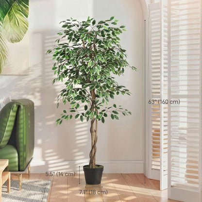 5.3 FT Artificial Tree, Indoor Fake Ficus with Pot, for Home Office Living Room Decor