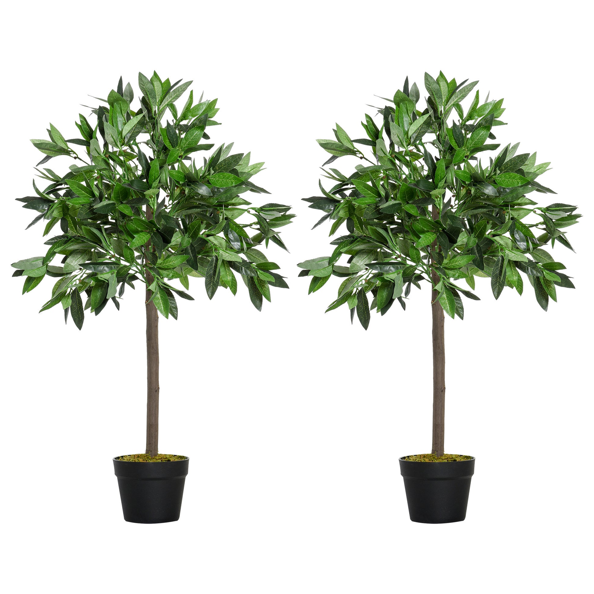 3FT Artificial Laurel Tree Set of 2, Lifelike Fake Plant with 564 Leaves, Potted Fake Plant for Home Office Decor, Green