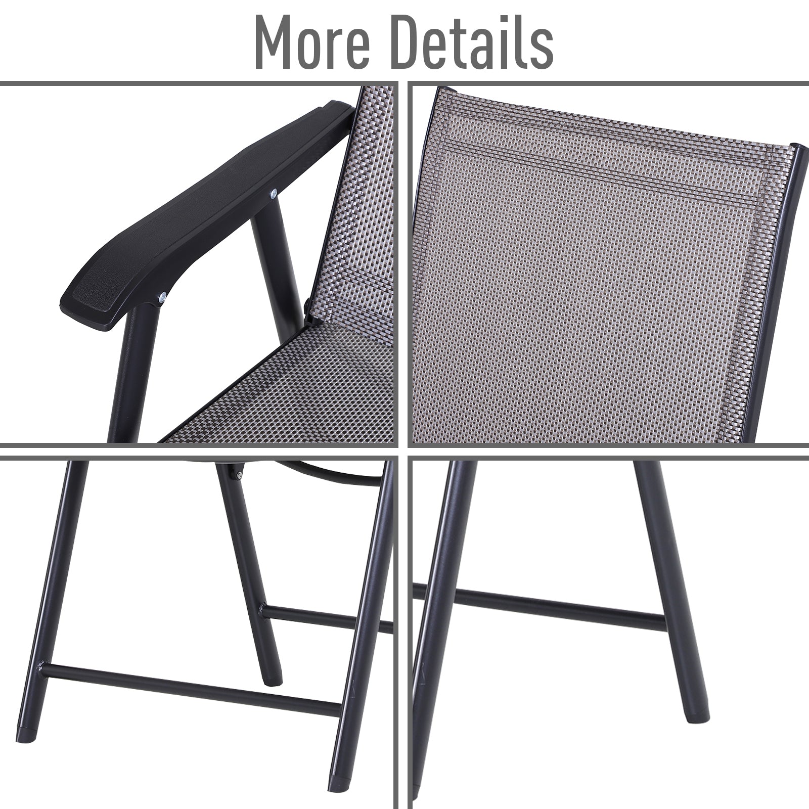 2-Piece Folding Dining Chair Set for Relaxing on Patio, Balcony, or Garden, Comfortable Outdoor Furniture with Armrests,