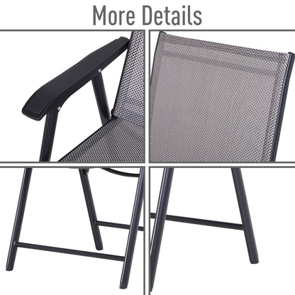 2-Piece Folding Dining Chair Set for Relaxing on Patio, Balcony, or Garden, Comfortable Outdoor Furniture with Armrests,