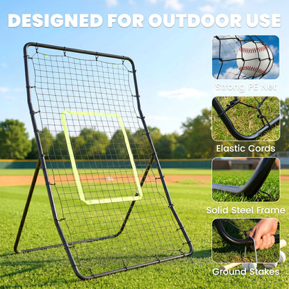 Soozier 4 x 5.7ft Volleyball Rebounder Net with Strike Zone, Baseball Lacrosse Training Net for Pitching and Fielding