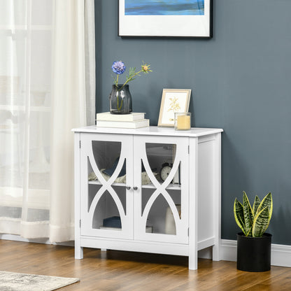 Kitchen Sideboard, Glass Door Buffet Cabinet, Bathroom Storage Cabinet with Adjustable Storage Shelf for Dining Room, Li