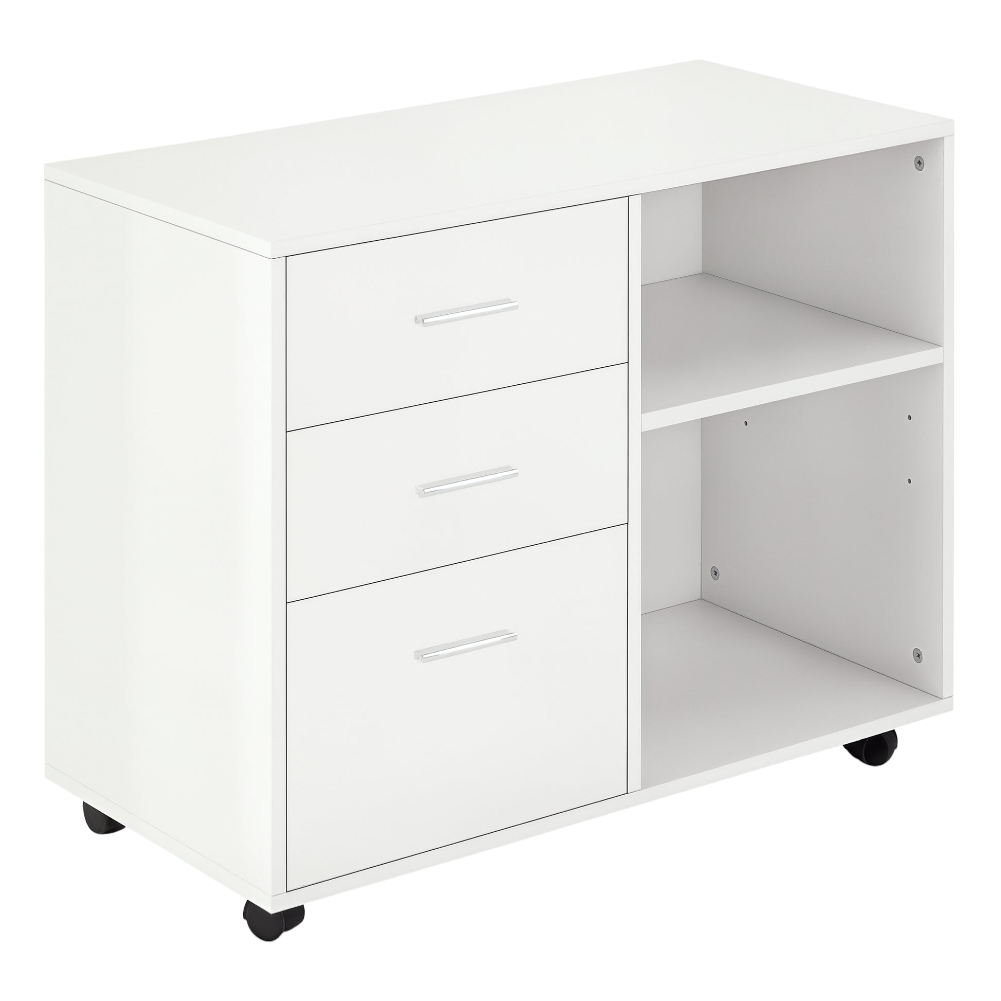 Modern Lateral Filing Cabinet, 3 Drawer File Cabinet for Letter and A4 Size Documents, Mobile, Printer Stand with Open S