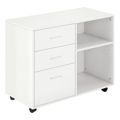 Modern Lateral Filing Cabinet, 3 Drawer File Cabinet for Letter and A4 Size Documents, Mobile, Printer Stand with Open S