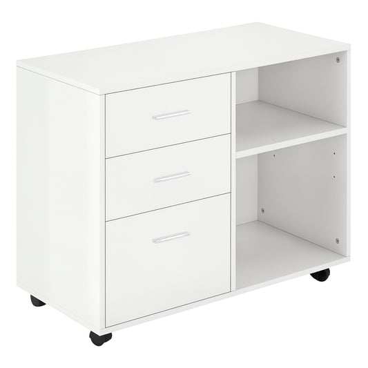 Modern Lateral Filing Cabinet, 3 Drawer File Cabinet for Letter and A4 Size Documents, Mobile, Printer Stand with Open S