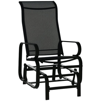 Patio Glider with Breathable Mesh Fabric, Outdoor Glider Chair, Garden Rocking Gliding Seat for Patio, Yard, Porch, Blac