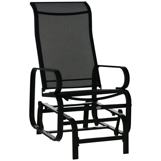 Patio Glider with Breathable Mesh Fabric, Outdoor Glider Chair, Garden Rocking Gliding Seat for Patio, Yard, Porch, Blac