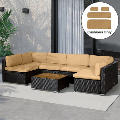 Outdoor 14pc Patio Rattan Sofa Set Cushion Polyester Cover Replacement Set - No Cushion Included Beige