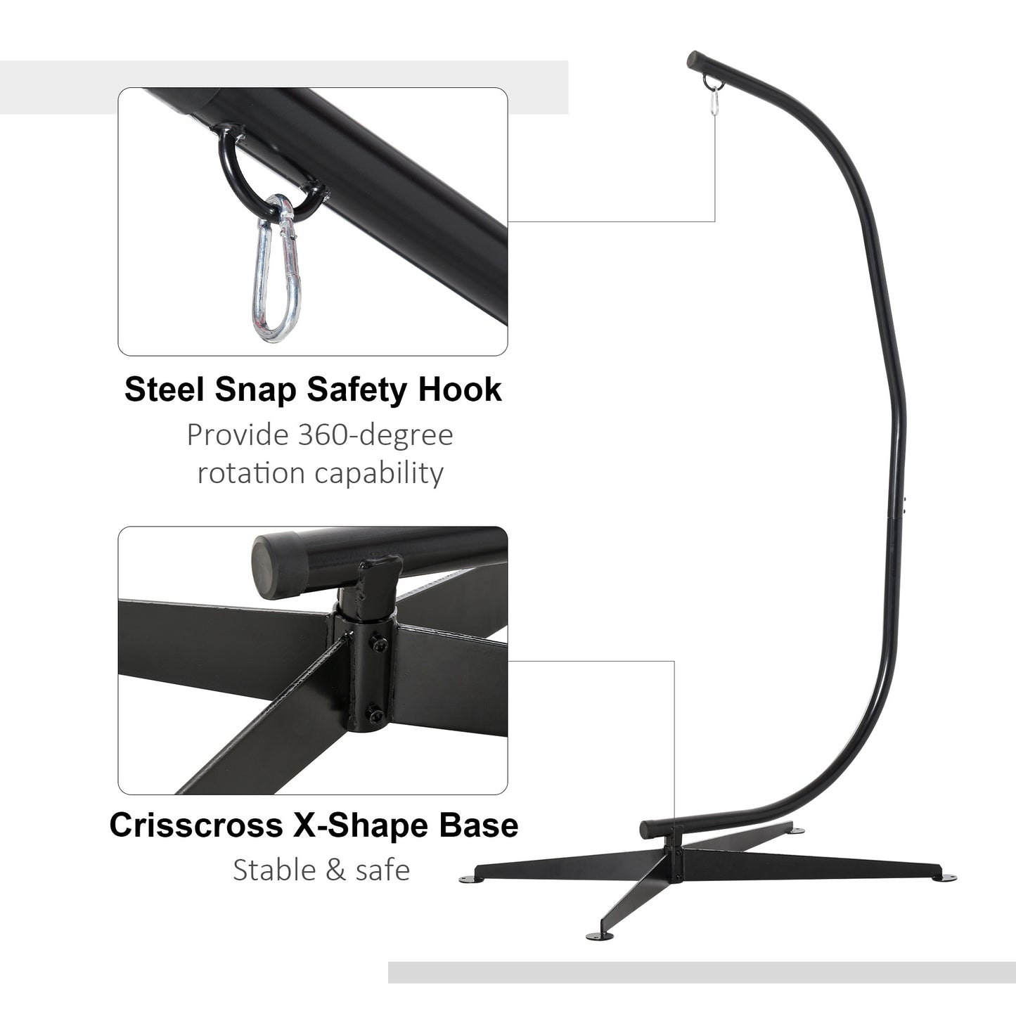 Hanging Hammock Stand Hammock Chair Stand C Stand Steel Heavy Duty Stand for Hanging Hammock Air Porch Swing Chair Indoo