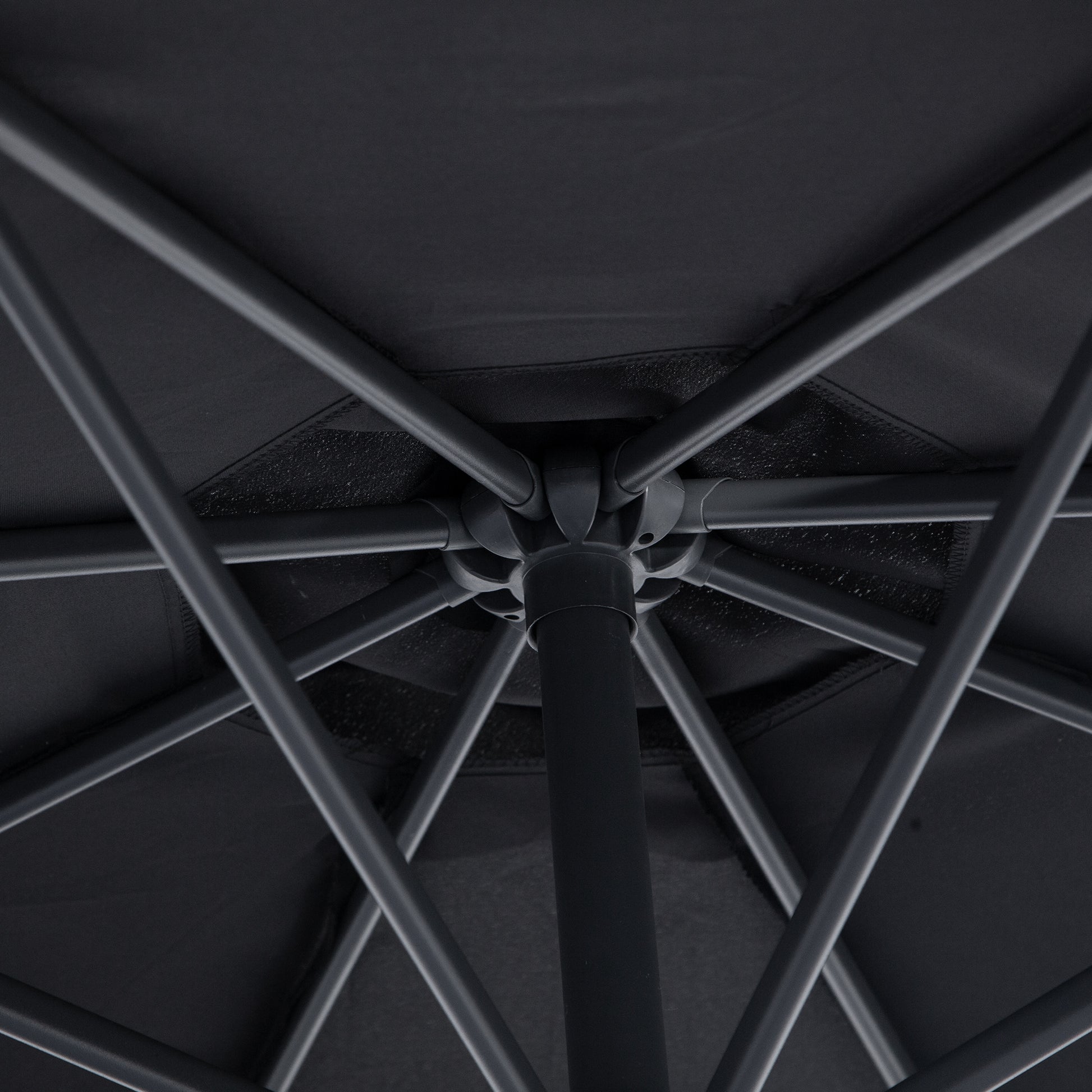 10' Deluxe Patio Umbrella Outdoor Market Parasol Banana Hanging Offset Sunshade Crank Cross Base Black