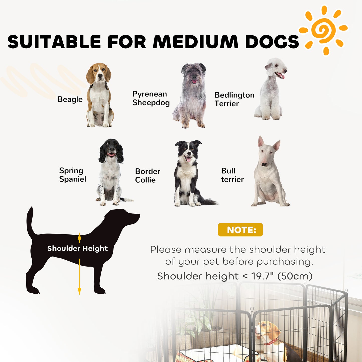 31.5" Dog Playpen Indoor Outdoor, Portable Foldable 8 Panels Pet Playpen with Door & Strap for Medium Dogs