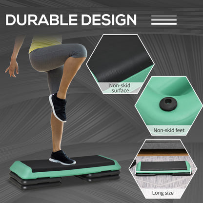 Soozier 43" Adjustable Aerobic Platform Stepper 3 Level with Risers 4” 6” 8” Cardio Fitness Trainer Workout Step Home Gy