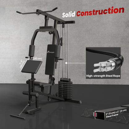 Soozier Multifunction Home Power Exercise Gym System Weight Training Exercise Workout Station Fitness Strength Machine f