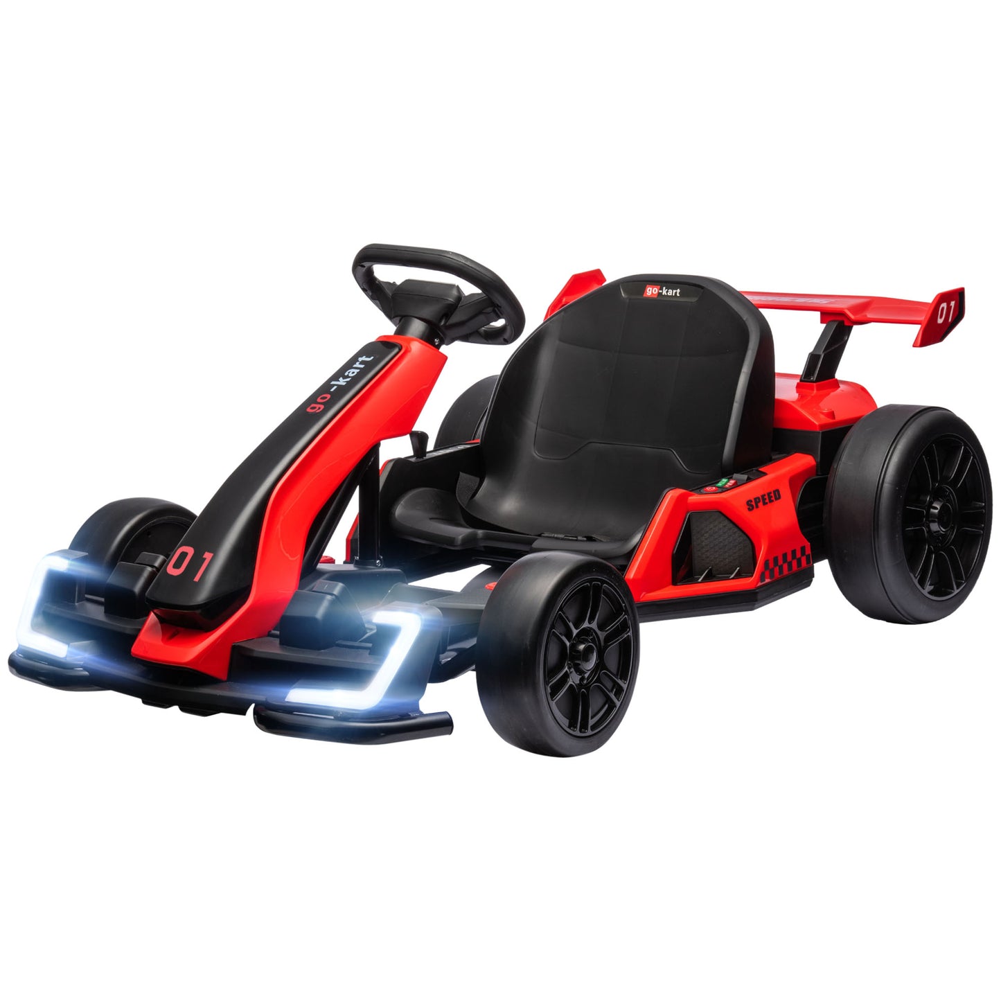VarietyKart 24V Electric Go Kart, Battery Powered Kids Drift Kart with Adjustable Seat, Seat Belt, Horn, Music, Light, R