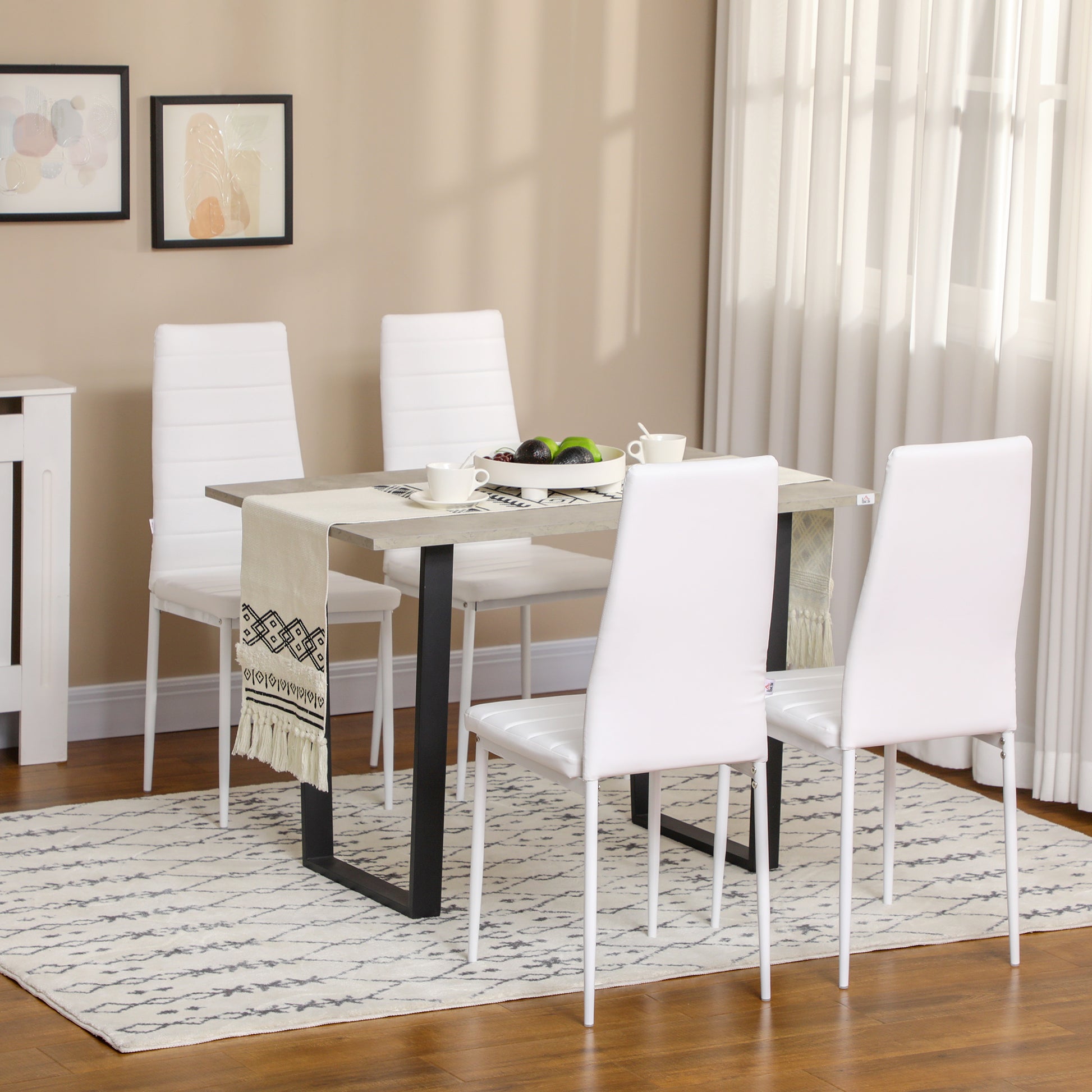 Modern Dining Chairs, Set of 4, High Back PU leather Upholstery and Metal Legs for the Living Room, Kitchen, Home Office
