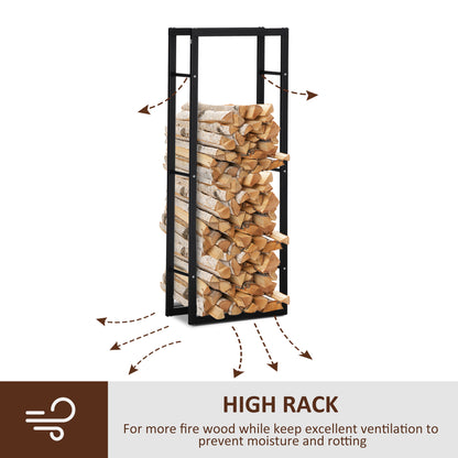 23.6" x 9.8" x 59.1" Firewood Rack Outdoor, Log Holder Fireplace Storage Rack with Handles and 220 lbs. Weight Capacity,