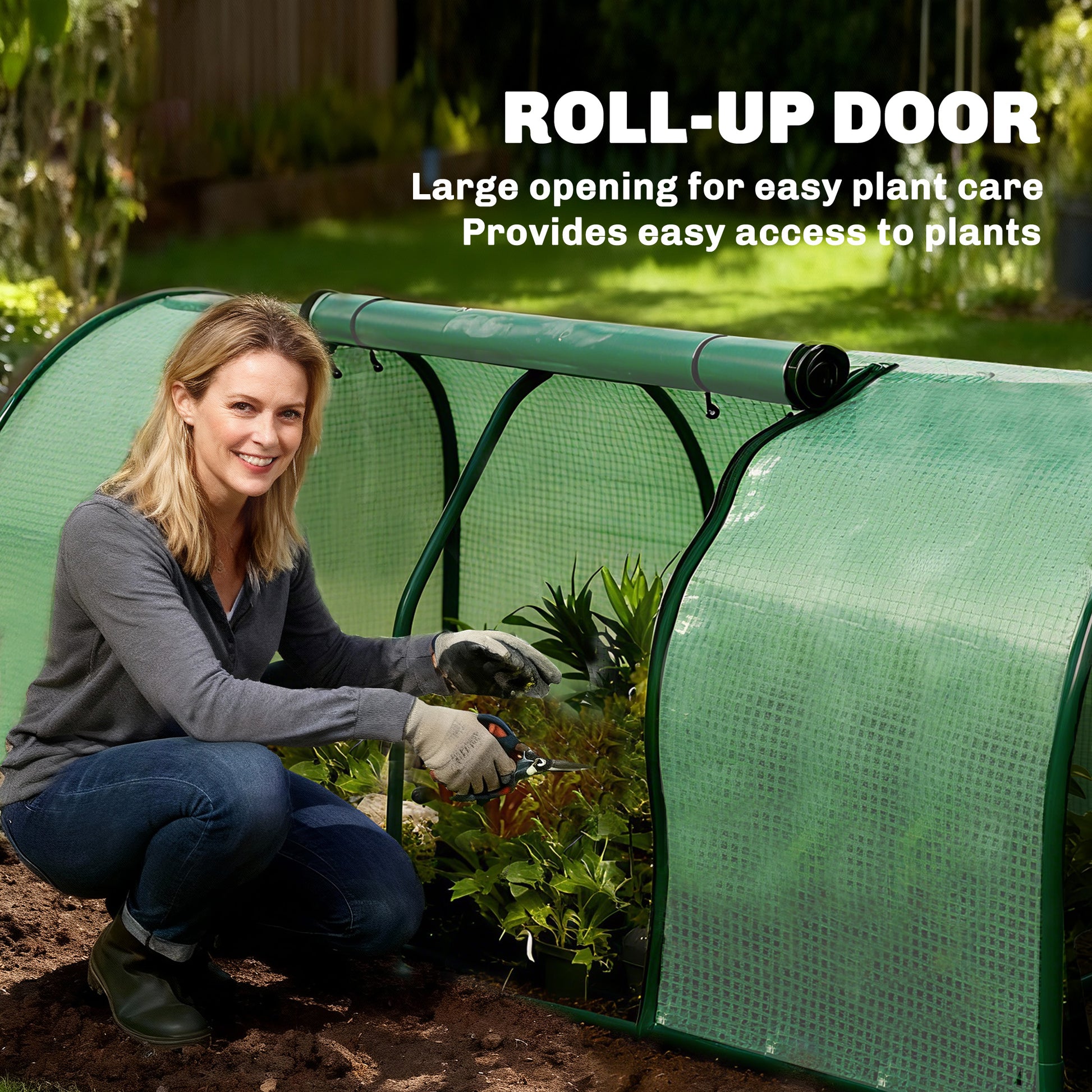 Mini Greenhouse Portable Hot House for Plants with Zippered Doors for Outdoor, Indoor, 79" x 39" x 32", Green