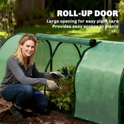 Mini Greenhouse Portable Hot House for Plants with Zippered Doors for Outdoor, Indoor, 79" x 39" x 32", Green