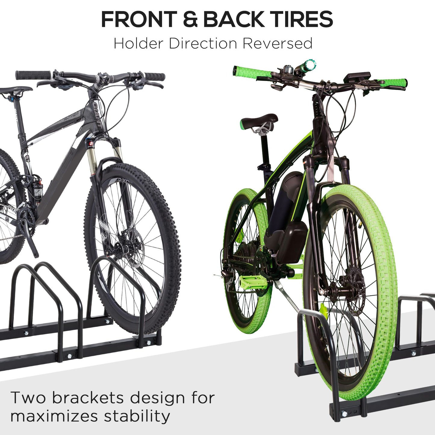 6-Bike Bicycle Floor Parking Rack Cycling Storage Stand Ground Mount Garage Organizer for Indoor and Outdoor Use Black