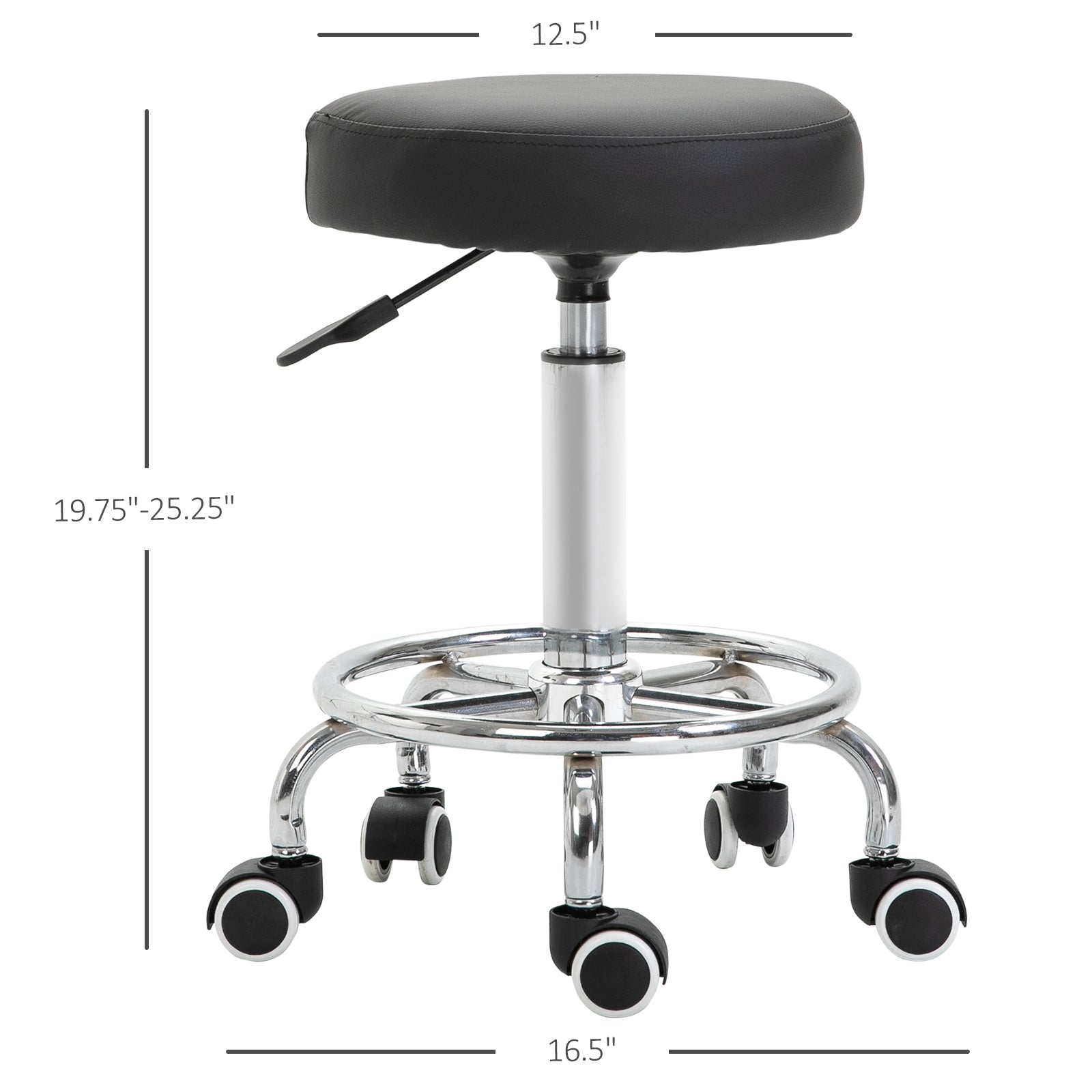 Adjustable Swivel Salon Stool Hydraulic PU Barber Rolling Massage Tattoo Chair Bar Beauty SPA Seat, Black