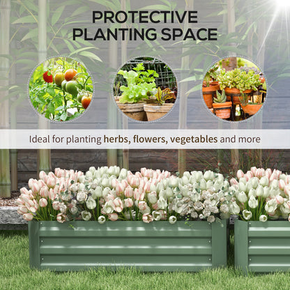 Set of 2 Raised Garden Bed, Steel Elevated Planter Box for Flowers, Herbs, Succulents, 39"x20"x12", Green