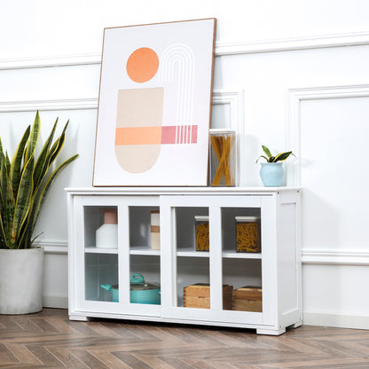 Modern Kitchen Sideboard, Stackable Storage Cabinet, Sliding Glass Door Console, Cupboard Serving Buffet for Kitchen & D