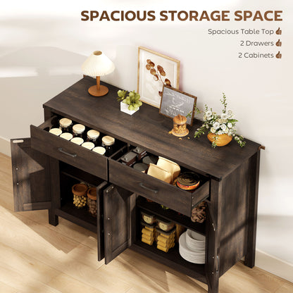 Sideboard Buffet Cabinet, Farmhouse Kitchen Storage Cabinet w/ 2 Drawers and Shelves for Living Room, Entryway
