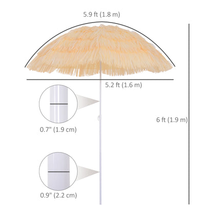 6FT Beach Umbrella Tilt Sunshade Height Adjustable Outdoor Market Patio Yard Crank Deck Sun Shade, Wheat - image 2