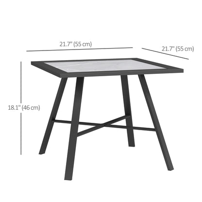 Small Outdoor Side Table, Patio Side Table with SPC Tabletop for Garden, Patio, Lawn, Grey