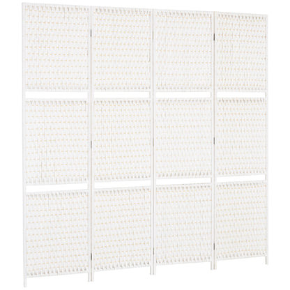 4 Panel Room Divider with Shelves, 6 FT Freestanding Folding Privacy Screen, Partition Wall Divider for Bedroom, White