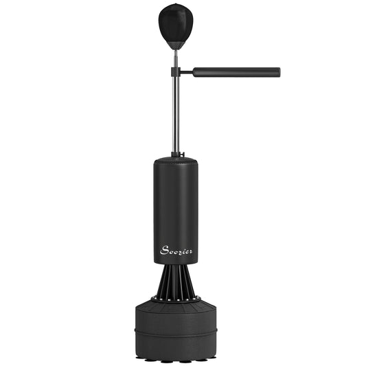Soozier Freestanding Boxing Punch Bag Stand with 360° Rotating Flexible Arm, Speed Ball, Waterable and Sandable Base, Bl