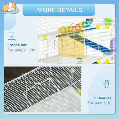 31" Large Hamster Cage, Small Animal House, Multi-storey Gerbil Haven, Tunnel Tube System, with Water Bottle, Exercise W